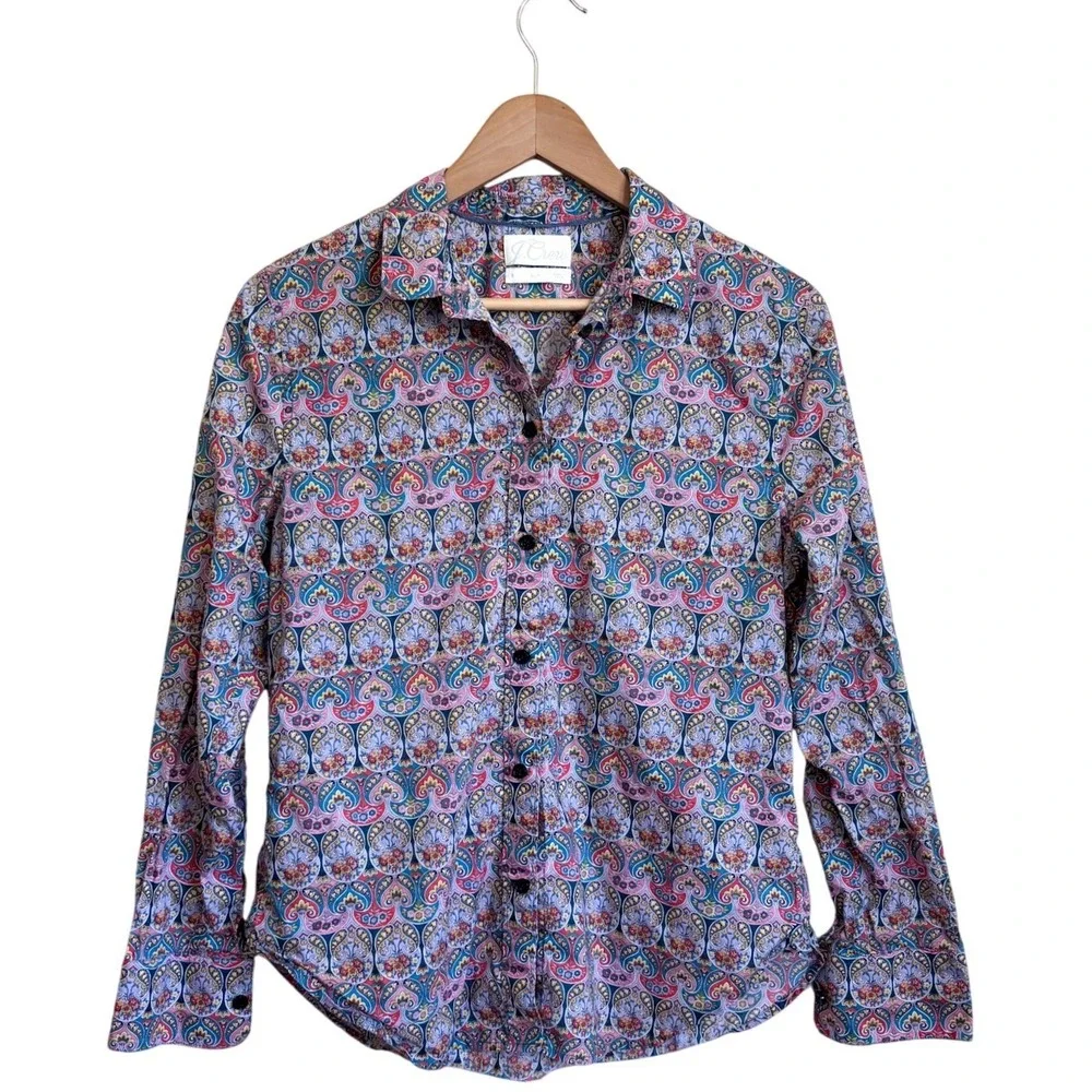 J Crew Womens Liberty Of London Shirt 6 Floral Slim Fit 100% Cotton Button Up‎